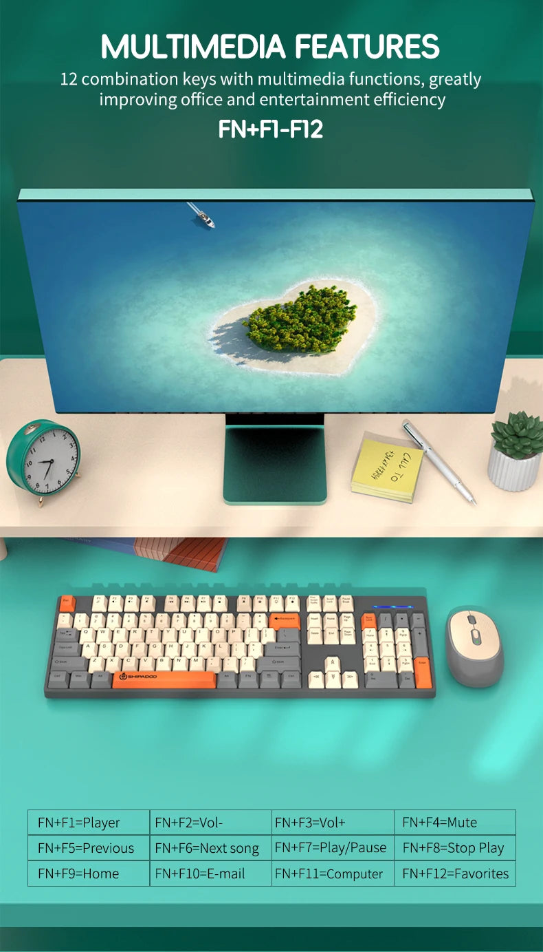 Silent Wireless Keyboard and Mouse Combo
