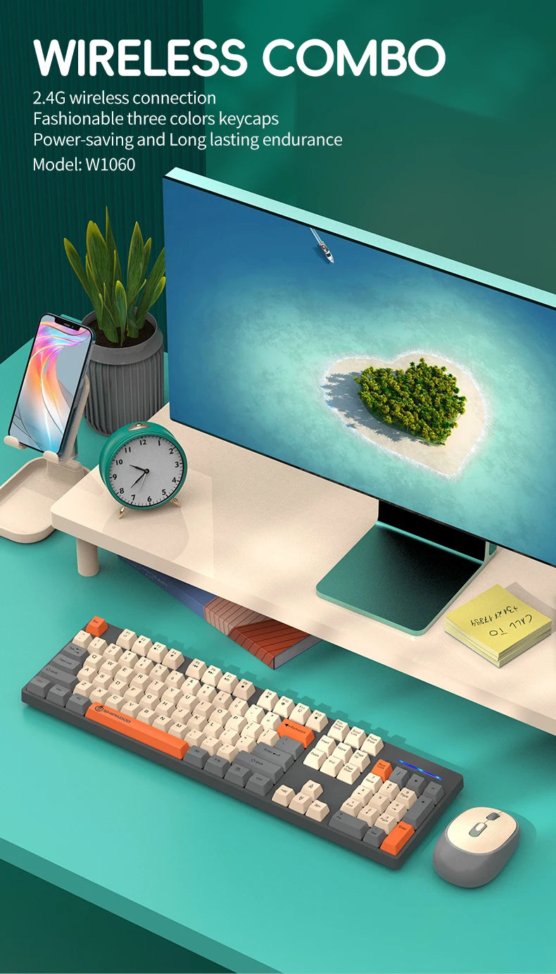 Silent Wireless Keyboard and Mouse Combo