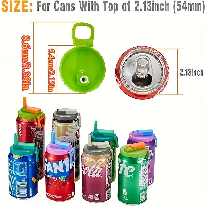 Silicone Can Lids with Straw — 4 Pack