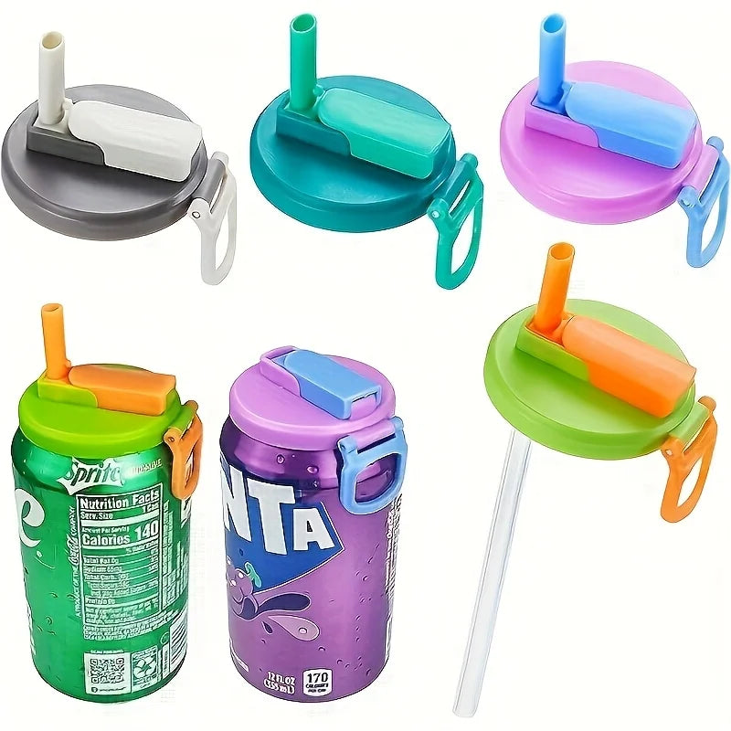 Silicone Can Lids with Straw — 4 Pack