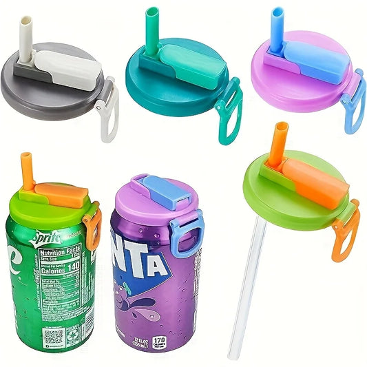 Silicone Can Lids with Straw — 4 Pack